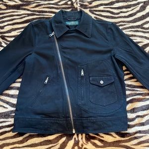 LRL Lauren Jeans Co. black denim moto jacket